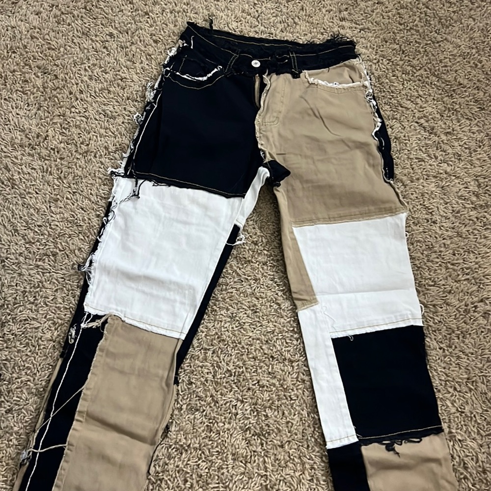 Neutral color block pants